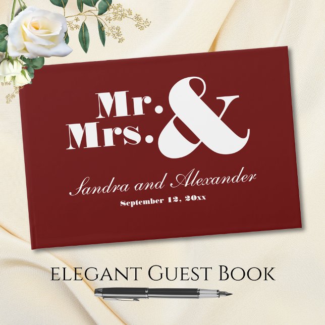 Mr. and Mrs. : Simple Burgundy Red Guest Book (Creator Uploaded)