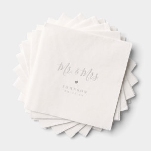 Mr and Mrs simple elegant script wedding Foil Napkins