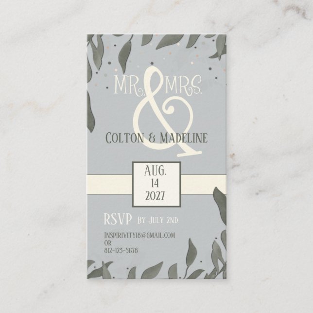 Mr. and Mrs. Simple Leaves Modern Inspirivity Enclosure Card (Front)