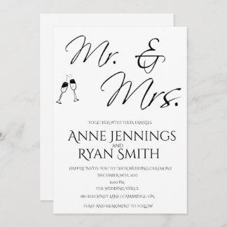 Mr. and Mrs. simple Wedding invitation. Invitation