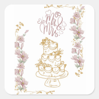 mr and mrs square sticker