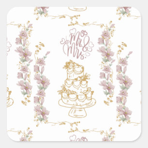 mr and mrs square sticker