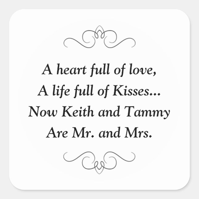 Mr. and Mrs. Square Sticker (Front)