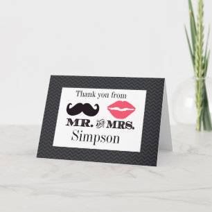 Mr and Mrs Thank you card  Wedding Bridal shower