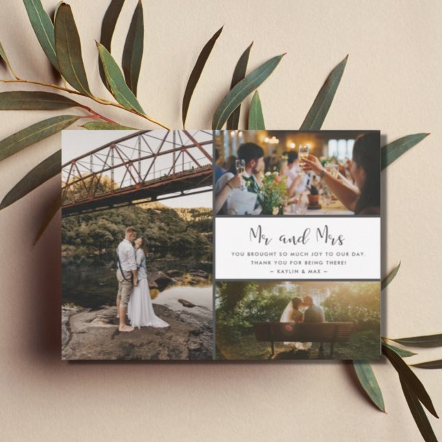 Mr and Mrs Thank You Photo Collage Grey and White (Creator Uploaded)