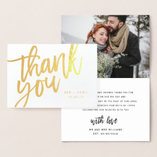 Mr and Mrs thank you photograph real foil Card