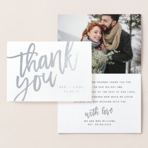 Mr and Mrs thank you photograph real foil Card