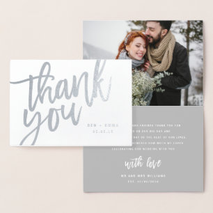 Mr and Mrs thank you photograph real foil Card