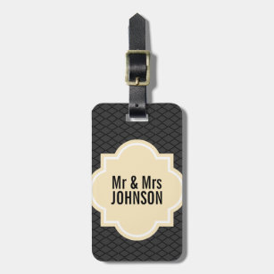 Mr and Mrs travel luggage tag for wedding couple