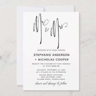 Mr and Mrs Typography Script Natural Handwriting I Invitation