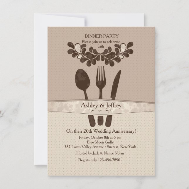 Mr. and Mrs. Utensils Dinner Party Invitation (Front)