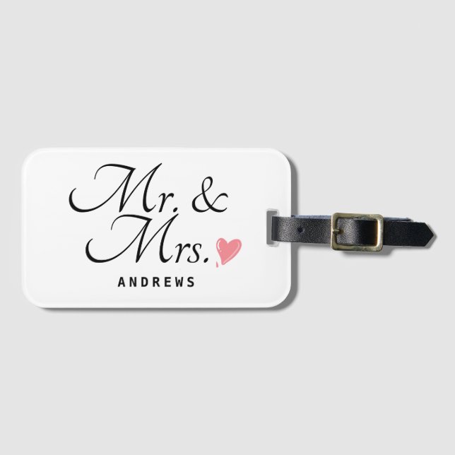 Mr and Mrs Wedding Acrylic Luggage Tag (Front Horizontal)