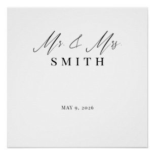 Mr and Mrs Wedding Backdrop Banner Elegant Poster