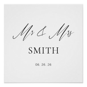 Mr and Mrs Wedding Backdrop Banner Elegant Poster