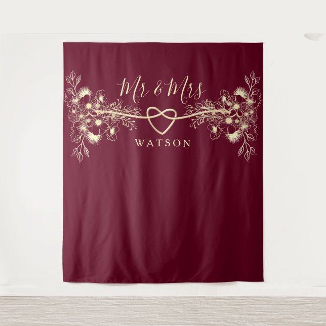 Mr and Mrs Wedding Backdrop  Tapestry (Front)