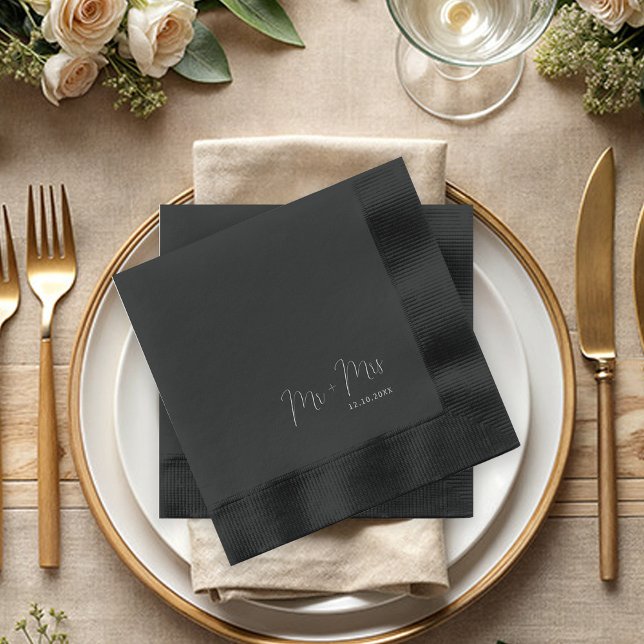 Mr and Mrs Wedding Bridal Engagement Foil Napkins (Creator Uploaded)