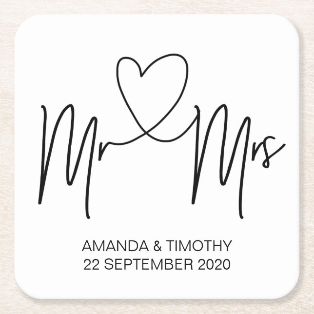 Mr and Mrs Wedding Coasters Table Decor (Front)