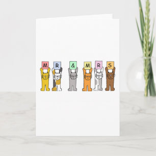 Mr and Mrs Wedding Congratulations, Cute Cats. Card