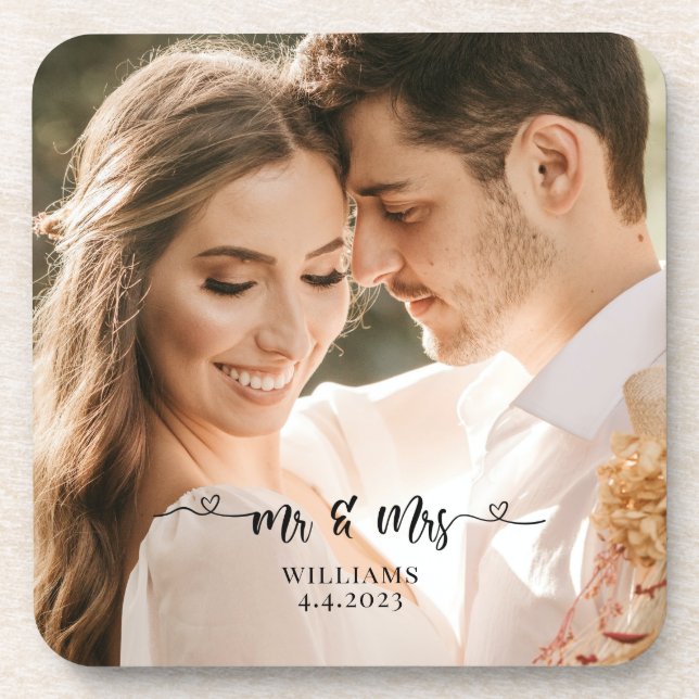 Mr. and Mrs. Wedding Couple Coaster (Front)