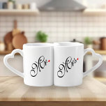 Mr and Mrs Wedding Couple Coffee Mug Set<br><div class="desc">Mr and Mrs Wedding Couple Lovers' Mug Set</div>