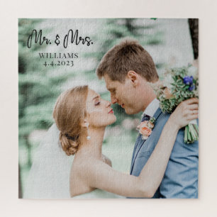 Mr. and Mrs. Wedding Couple Jigsaw Puzzle