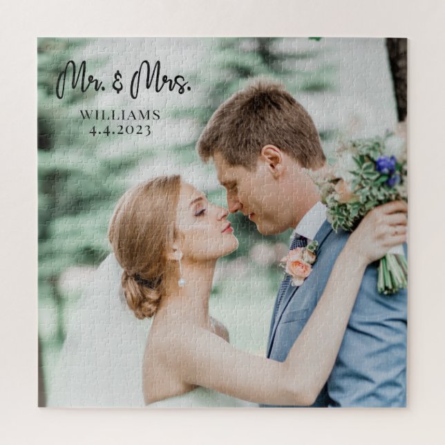 Mr. and Mrs. Wedding Couple Jigsaw Puzzle (Vertical)