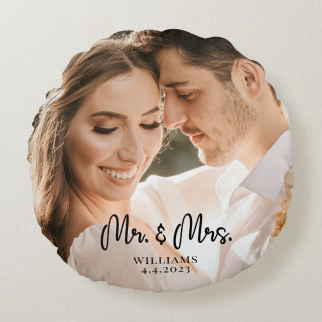 Mr. and Mrs. Wedding Couple Pillow (Front)