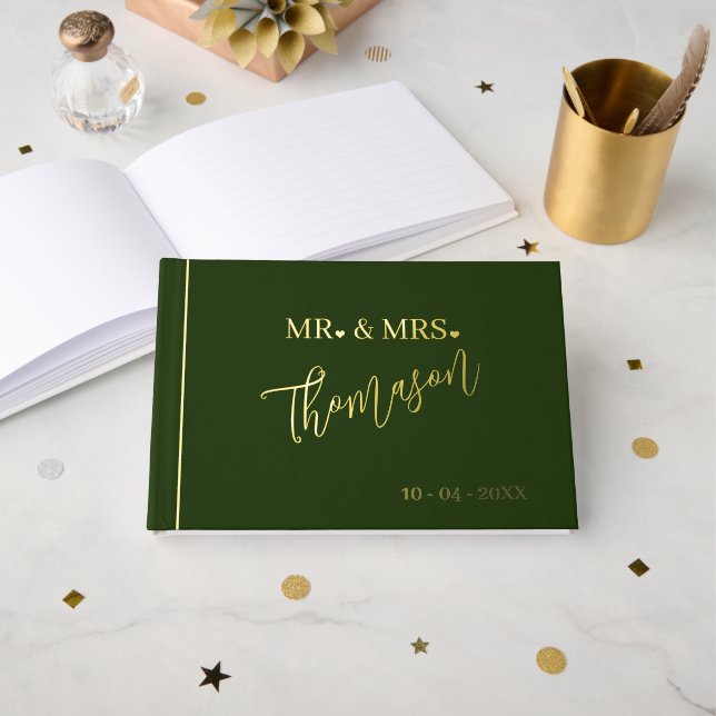 Mr and Mrs Wedding Day Date Gold Guest Book (Front Open)