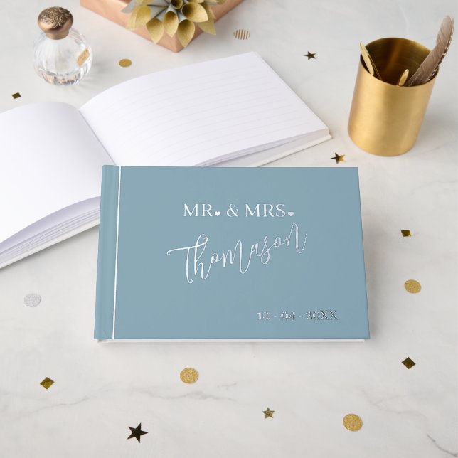 Mr and Mrs Wedding Day Date Gold Guest Book (Front Open)