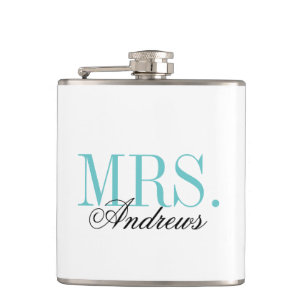 Mr. and Mrs. Wedding Monogram Hip Flask