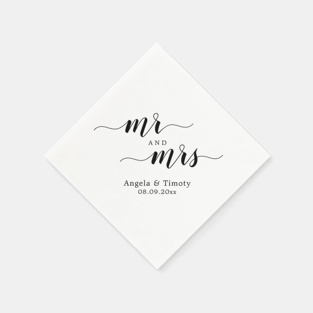 Mr and Mrs wedding Napkin (Corner)