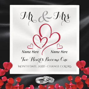 Mr and Mrs Wedding Napkins, Personalised Wedding Napkin