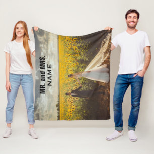 Mr. and Mrs. Wedding Photo Fleece Blanket