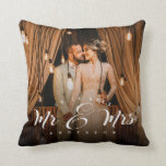 Mr and Mrs Wedding Photo Keepsake Cushion<br><div class="desc">Elegant wedding photo Mr and Mrs pillow featuring your favorite photo,  second name and date of the wedding.</div>