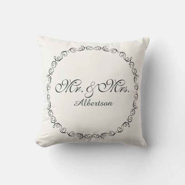 Mr. and Mrs. Wedding Pillow (Front)