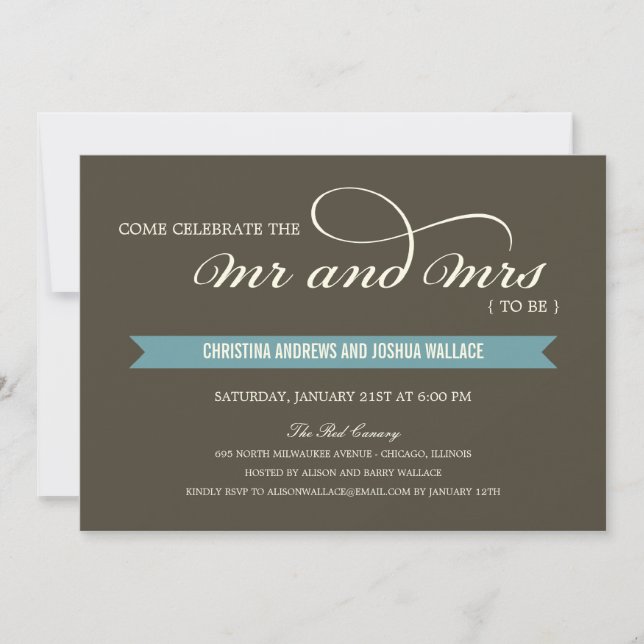 Mr and Mrs Wedding Shower /Rehearsal Dinner Invite (Front)
