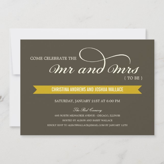 Mr and Mrs Wedding Shower /Rehearsal Dinner Invite (Front)