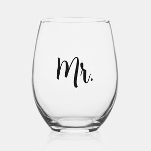 Mr. and Mrs. Wedding Stemless Wine Glass