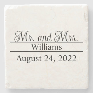 Mr. and Mrs. Wedding Stone Coaster
