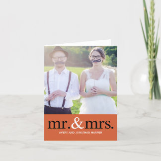 MR. AND MRS. Wedding Thank You Photo Card