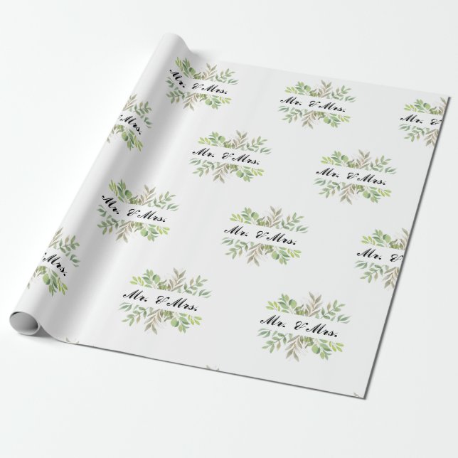 Mr and Mrs wedding  Wrapping Paper (Unrolled)