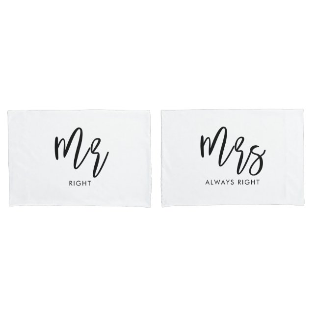 Mr and Mrs Wifey and Hubby Couple Pillowcases (Front-Set)