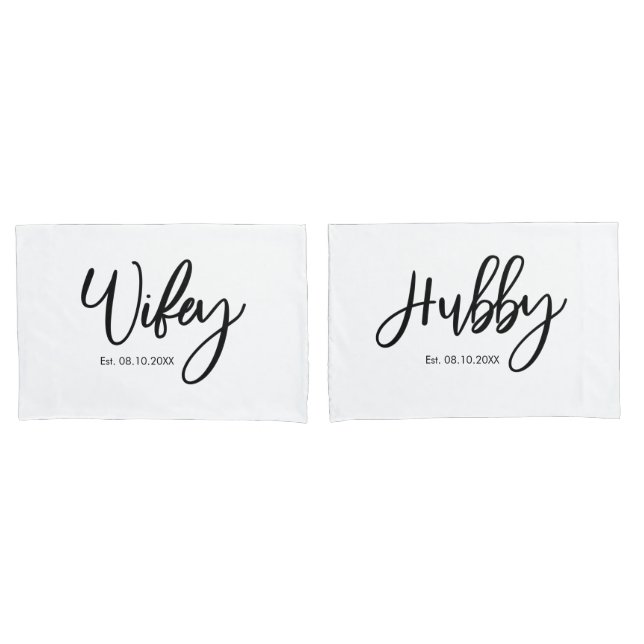 Mr and Mrs Wifey and Hubby Couple Pillowcases (Front-Set)