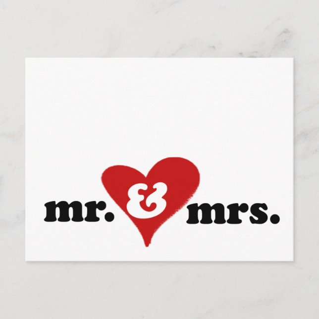 mr and mrs with heart postcard (Front)