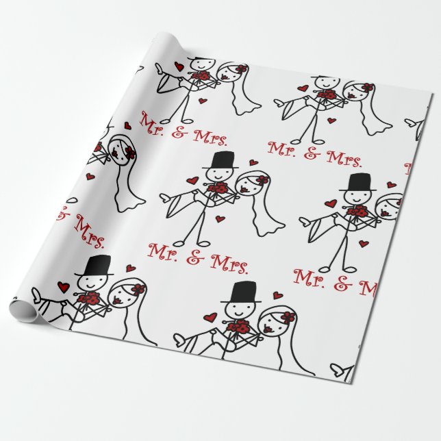 Mr And Mrs Wrapping Paper (Unrolled)