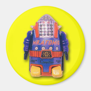 Mr. Atomic Toy Robot Round Magnet