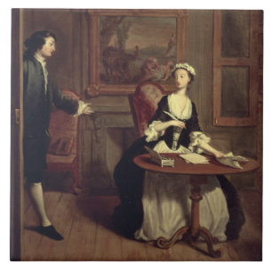 Mr. B. finds Pamela writing, illustration from Ric Ceramic Tile