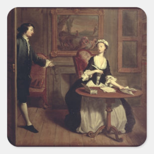 Mr. B. finds Pamela writing, illustration from Ric Square Sticker