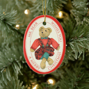 MR. BEAR Ceramic Oval Ornament + Text