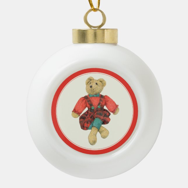 MR. BEAR Ceramic Snowflake Ornament  (Front)